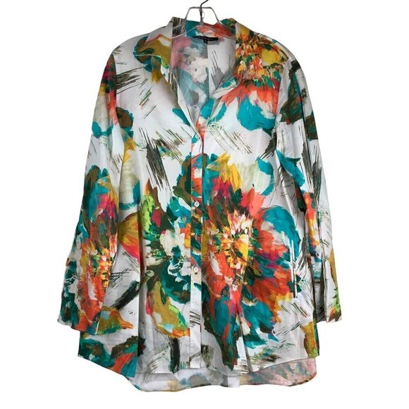 Lafayette148  women's oversized shirt Medium multi 42 Chest 48 Hip. Never worn - Picture 1 of 13